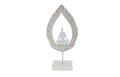 Standdeko - Yogafigur in Blättersilhuette - ca. 12 x 6 x 25,5 cm