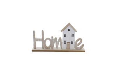 Schriftzug - Home - mit Haus - aus Holz - ca. 30 x 5 x 15,5 cm