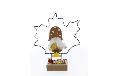 Wichtel auf Blatt mit LED - ca. 20,5x4x24,5 cm