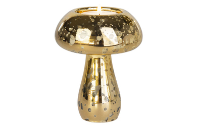Teelichthalter Pilz - gold - ca. 9 x 11,5 cm