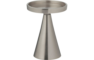 Kerzenteller auf Zylinderfuß - mattsilber - ca. 13 cm hoch