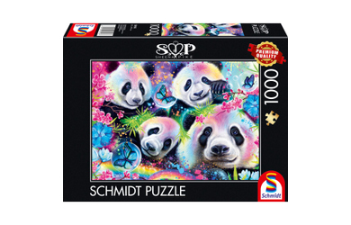 Puzzle - Sheena Pike - Neon Blumen-Pandas - 1000 Teile