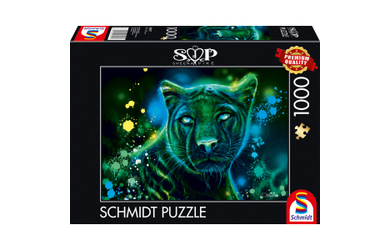Puzzle - Sheena Pike - Neon Blau-grüner Panther - 1000 Teile
