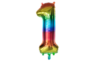 Folienballon - Zahl 1 - Regenbogenfarben - ca. 86 cm