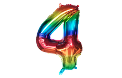 Folienballon - Zahl 4 - Regenbogenfarben - ca. 86 cm