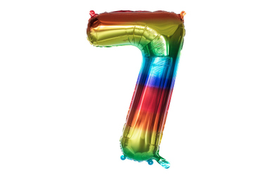 Folienballon - Zahl 7 - Regenbogenfarben - ca. 86 cm