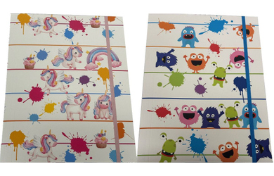 Gummizugmappe - DIN A4 - Monster & Einhorn - 1 Stück 