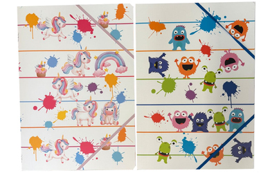 Gummizugmappe - DIN A3 - Monster & Einhorn - 1 Stück 
