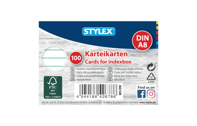 Stylex - 100 Karteikarten - DIN A8
