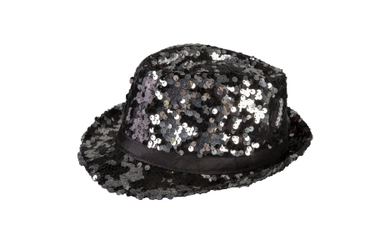 Fedora - Pailletten - für Erwachsene - schwarz