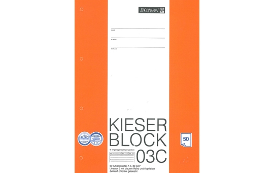Kieserblock Lineatur 3,  Nr. 03 C, 3. Klasse 
