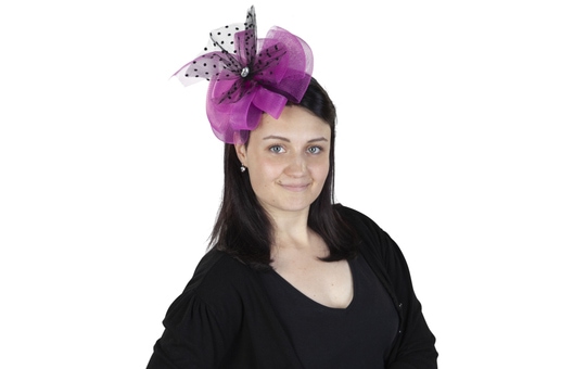 Faschings Haarreif mit Tüllschleife in lila und schwarz 