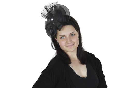 Faschings-Haarreif mit Tüllschleife in schwarz 