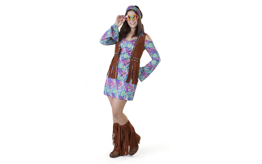 Kostüm - Hippie - für Erwachsene - 3-teilig - Größe 40/42