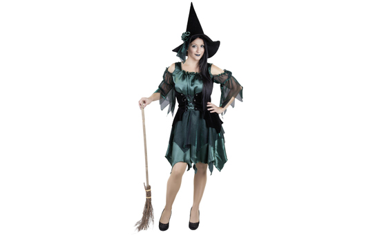 Kostüm - Grüne Hexe - für Erwachsene - 2-teilig - verschiedene Größen 