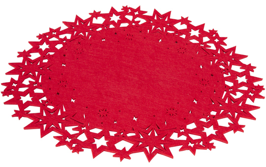 Platzset - Sterne - aus Filz - Ø = 45 cm - rot 