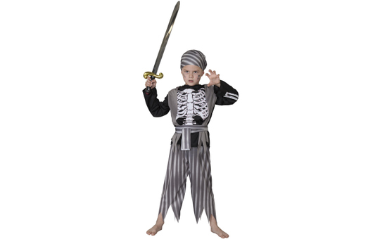 Kostüm - Skelett-Pirat - für Kinder - 4-teilig - verschiedene Größen 