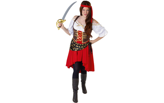Kostüm - Piratin - für Erwachsene - 3-teilig - verschiedene Größen 