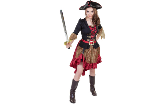Kostüm - Piratenkapitänin - für Erwachsene - 2-teilig - Größe 36/38