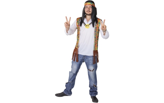 Kostüm - Hippie - für Erwachsene - 3-teilig - Größe 56/58