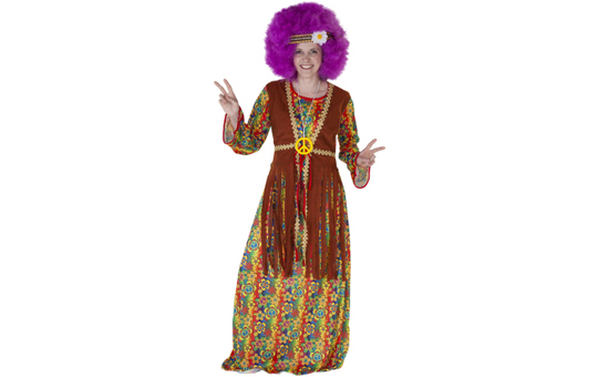 Kostüm - Hippie-Lady - für Erwachsene - 3-teilig - Größe 44/46