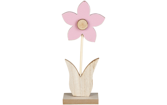 Dekoblume - aus Holz - 9,5 x 4 x 22 cm - rosa 