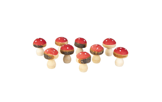 Streudeko - Pilze - aus Holz - 2,5 x 3,5 cm - 9 Stück 