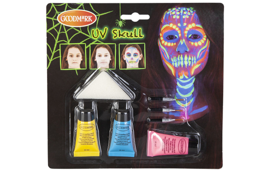 Schminkset - UV Totenkopf - Make-Up mit Zubehör 