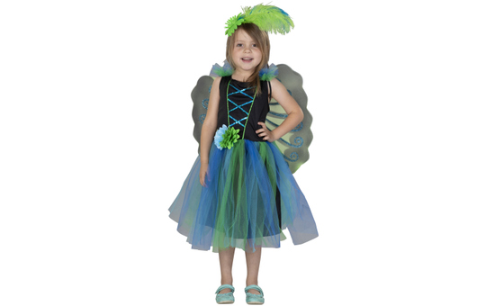 Kostüm - Pfauenfee - für Kinder - 3-teilig - verschiedene Größen 