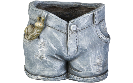Pflanzgefäß - Jeans - aus Magnesia - 26 x 22 x 22 cm 