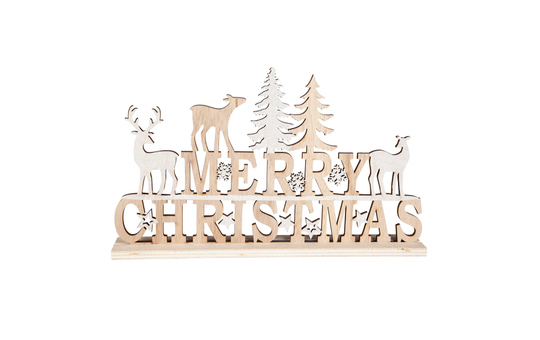 Deko-Schriftzug - Merry Christmas - aus Holz - ca. 30 x 4 x 18 cm 