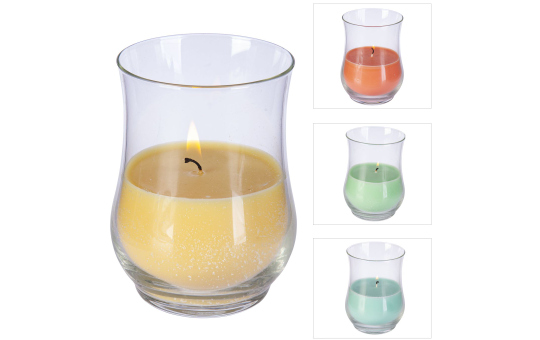 Kerze im Glas - 9,5 x 13 cm - verschiedene Farben 
