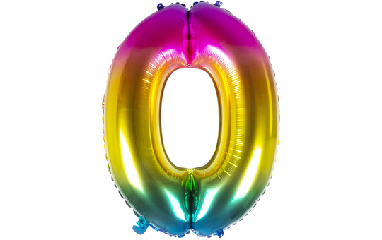 Folienballon - Bunte Zahl - 0 - null