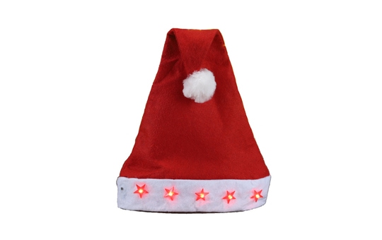 Nikolausmütze - mit Blinkfunktion - für Erwachsene - ca. 30 x 45 cm 