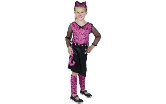 Kostüm - Leopardenmädchen - für Kinder - 4-teilig - Größe 134/140