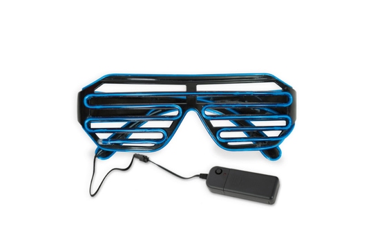 Faschingsbrille - mit LED - blau 