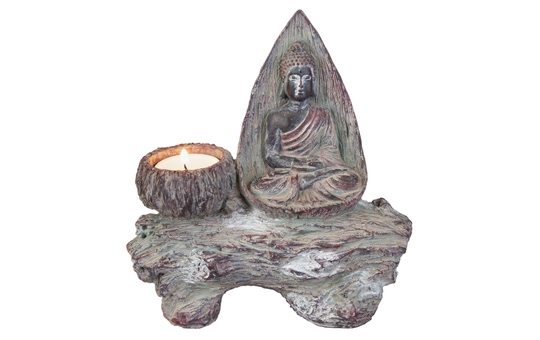 Teelichthalter - Buddha - aus Polyresin - ca. 17 x 6 x 17,5 cm 
