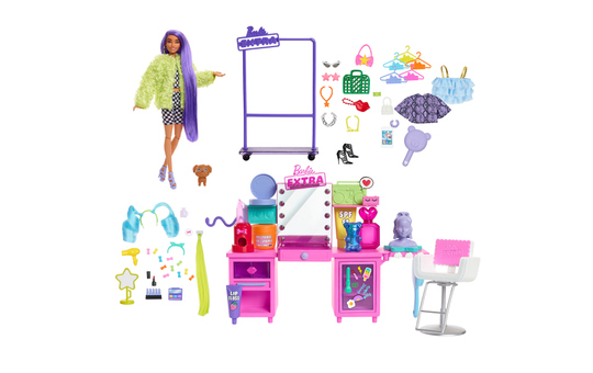 Barbie - Extra Spielset mit Puppe und Stylingtisch 