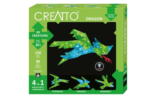 CREATTO - Drache - Dragon - 3D Puzzle mit LED-Lichtern 