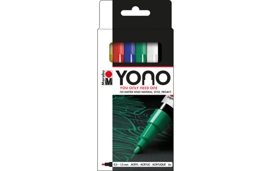 Marabu YONO - Acryl- Marker-Set - 6 x 0,5 - 1,5 mm 
