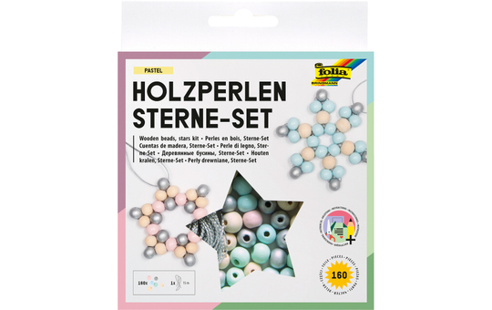 Holzperlen Sterne-Set Pastell 