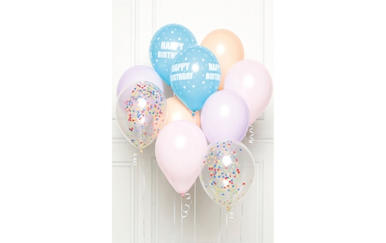 Ballon-Set - Happy Birthday - Pastell - 10 Stück 