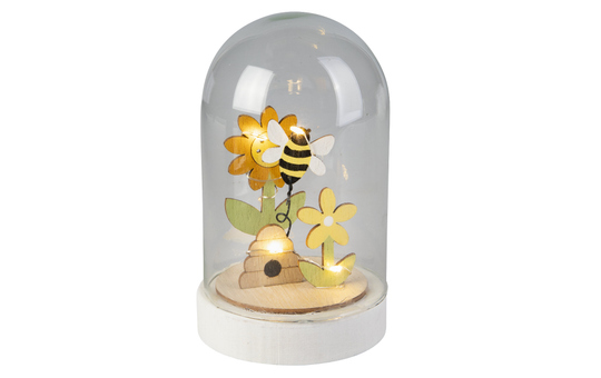 LED-Dekoglocke - Blume - aus Glas - ca. 9 x 15 cm 