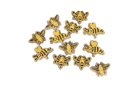 Streudeko - Bienen - aus Holz - ca. 3,5 cm - 12 Stück 