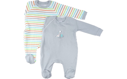 Baby-Pyjama 2er Pack - grau - Größe: 62/68 