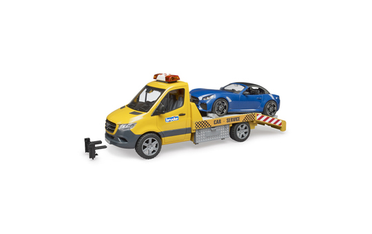 BRUDER 02675 - MB Autotransporter - Licht und Sound - mit Roadster 