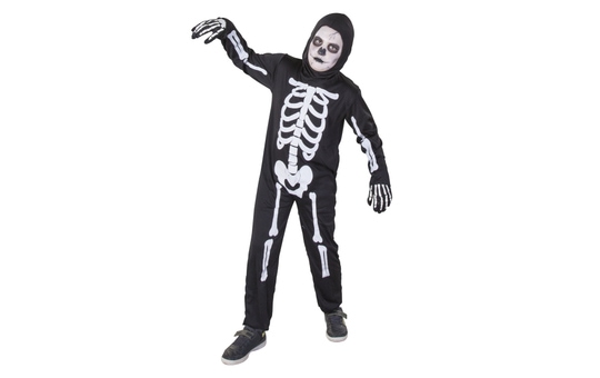 Kostüm - Skelett - für Kinder - 2-teilig - Größe 122/128