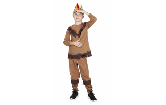 Kostüm - Amerikanischer Ureinwohner - für Kinder - 3-teilig - Größe 122/128