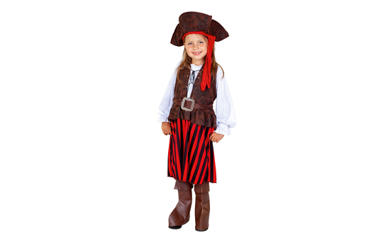 Kostüm - Kleine Seeräuberin - für Kinder - 4-teilig - Größe 112-128cm