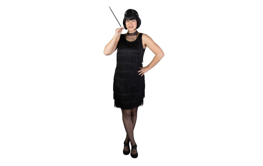 Kostüm - Fransenkleid schwarz - für Erwachsene  - Größe 36/38